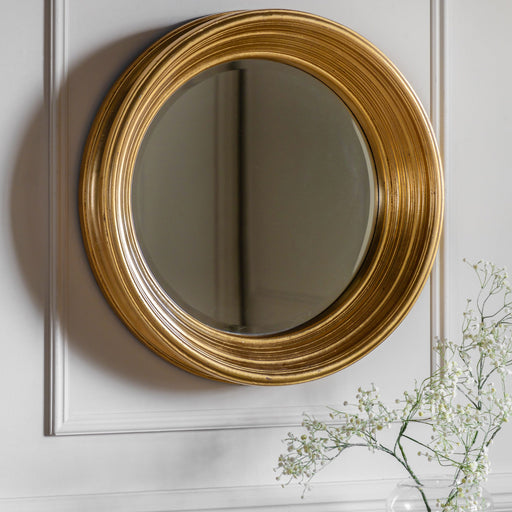 Viola Wooden Wall Mirror, Round Frame, Gold