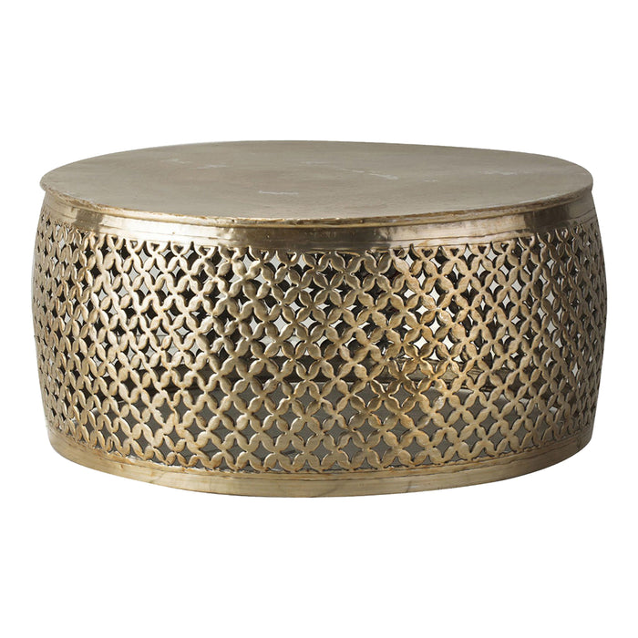 Sara Coffee Table, Light Gold, Metalwork, Textured Metal Top