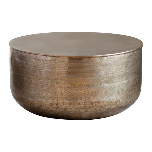 Lucia Round Coffee Table, Metal, Antique Brass