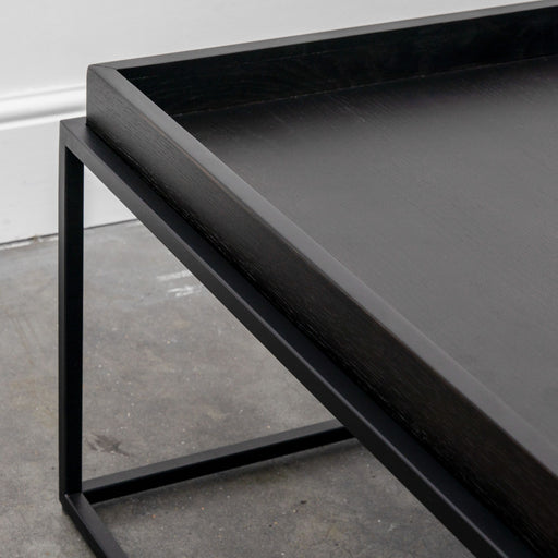 Boden Rectangle Coffee Table, Black Oak, Black Metal Frame