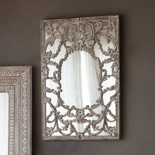 Birdie Decorative Wall Mirror, Rectangular, Metal Frame, Natural, 92 x 61cm