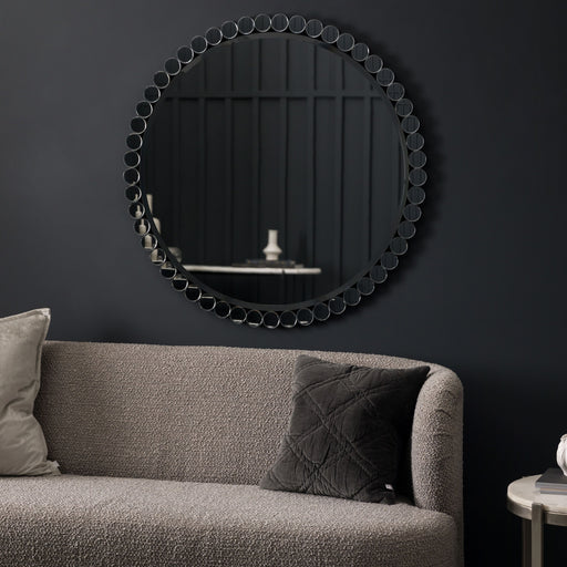 Adele Round Decorative Metal Wall Mirror Large In Silver