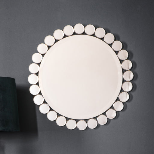 Adele Round Decorative Metal Wall Mirror Small  In Silver