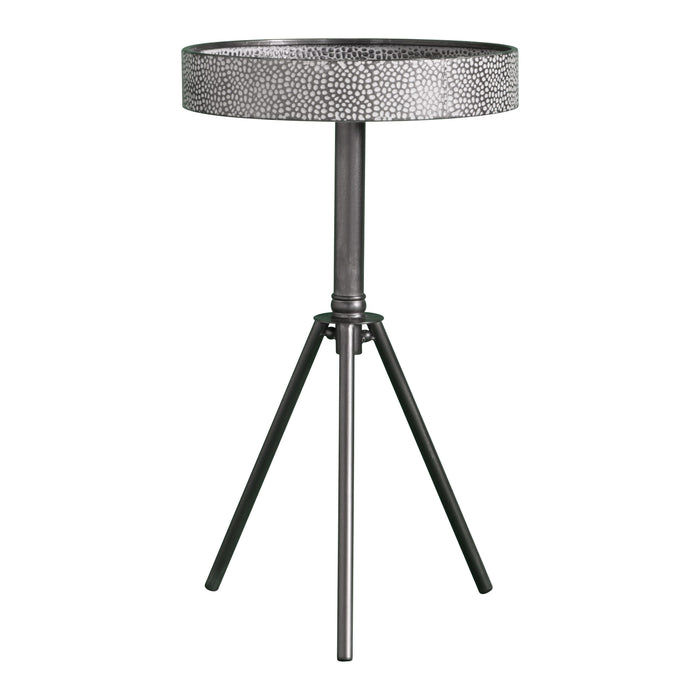 Upton Side Table, Black Metal Legs, Grey Round Top