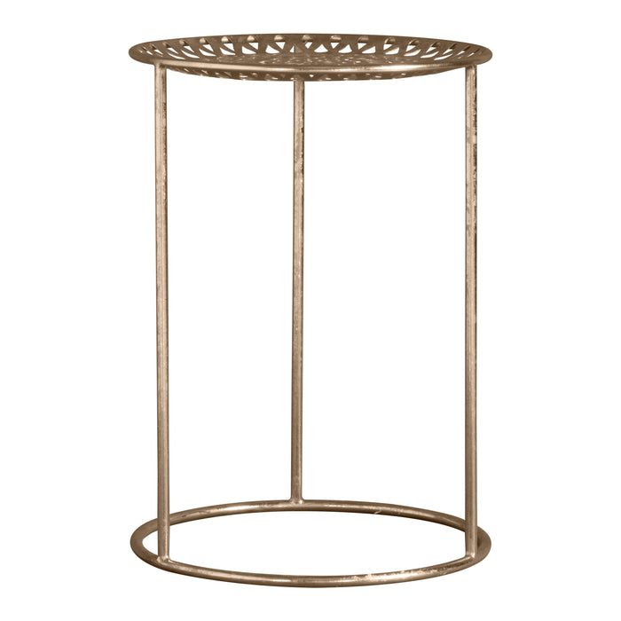 Decorative Side Table, Gold Metal Frame, Round Top