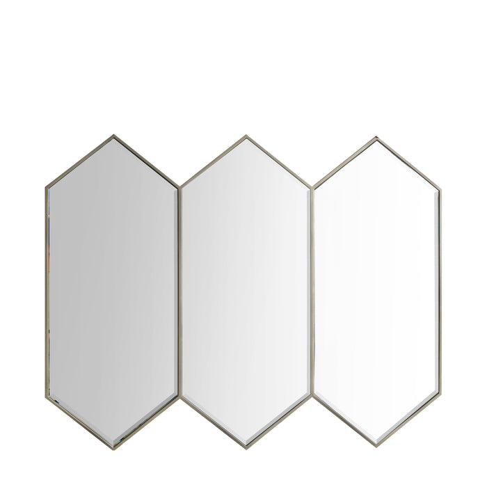 Hexagon Frames Wall Mirror, Decorative, Silver