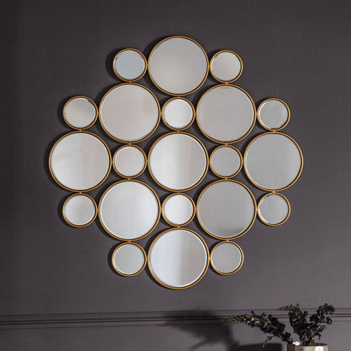 Ayla Decorative Wall Mirror, Metal, Round, Gold Circle 91 x 91 cm