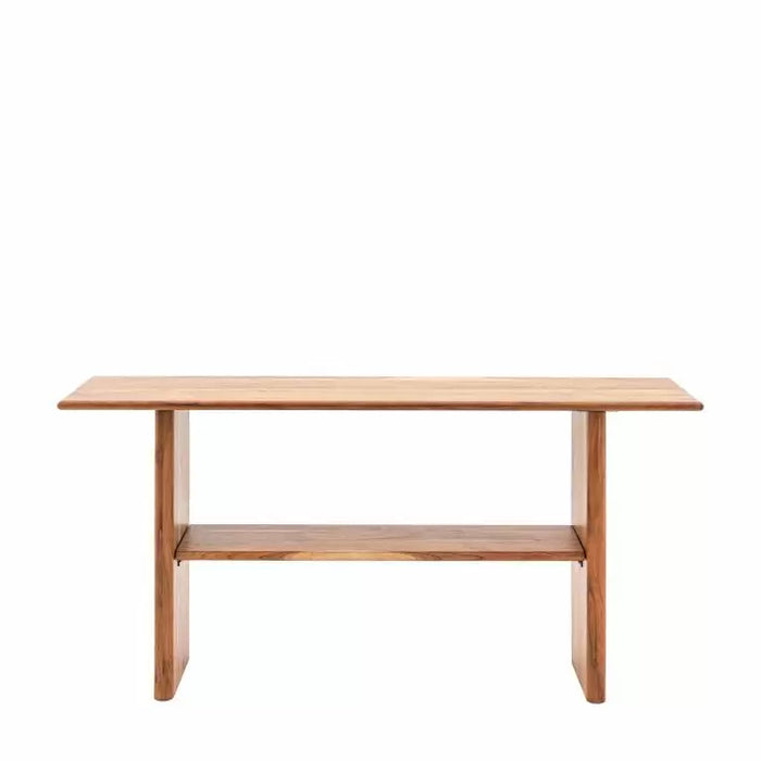 Priory Console Table, Natural Solid, Acadia Wood, Lower Shelf