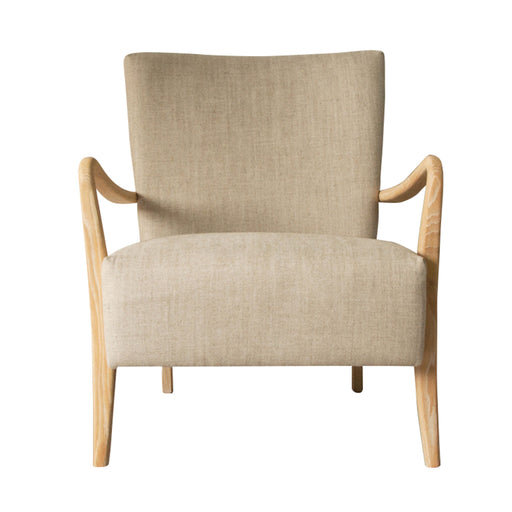 Charleston Armchair / Accent Chair, Beige Fabric, Natural Wood