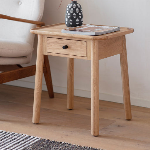 Alessia Side Table, Solid Natural Oak, 1 Drawer