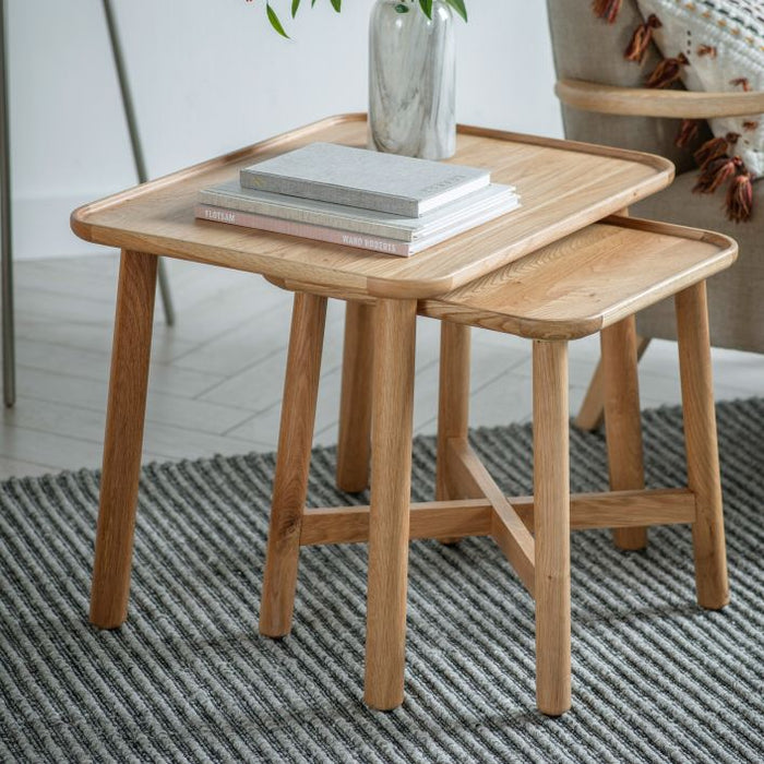 Adele Nest Of 2 Tables in Solid Oak