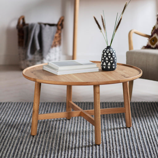 Alessia Coffee Table, Solid Natural Oak, Round