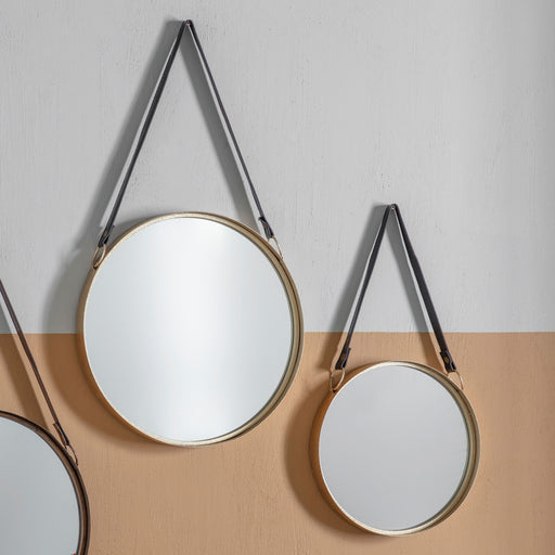 Noemi Metal Wall Mirror, Round Frame, Gold