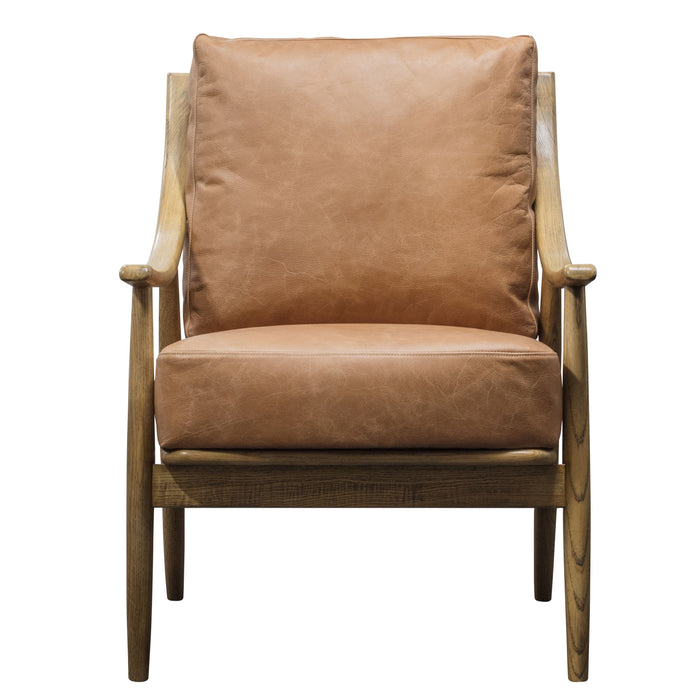 Isla Soft Sleek Leather Armchair in Brown
