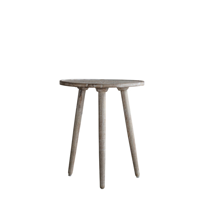 Marco Natural & White Mango Wood & Metal Round Side Table