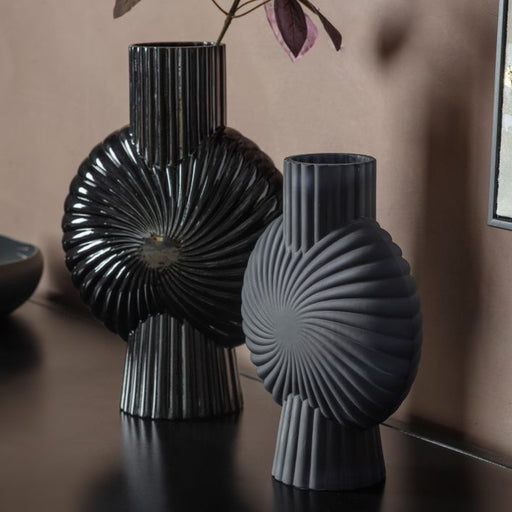 Cassis Black Glass Vase, large