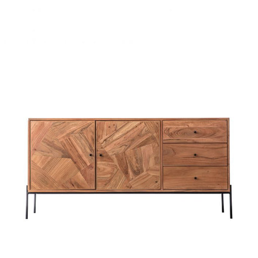 Talbot Sideboard, Natural Acadia Wood, 2 Doors, 3 Drawers