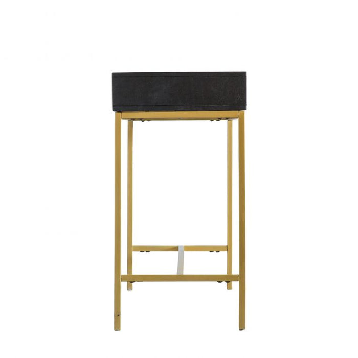 Marcella Console Table, Gold Metal Frame, Black Mango Wood