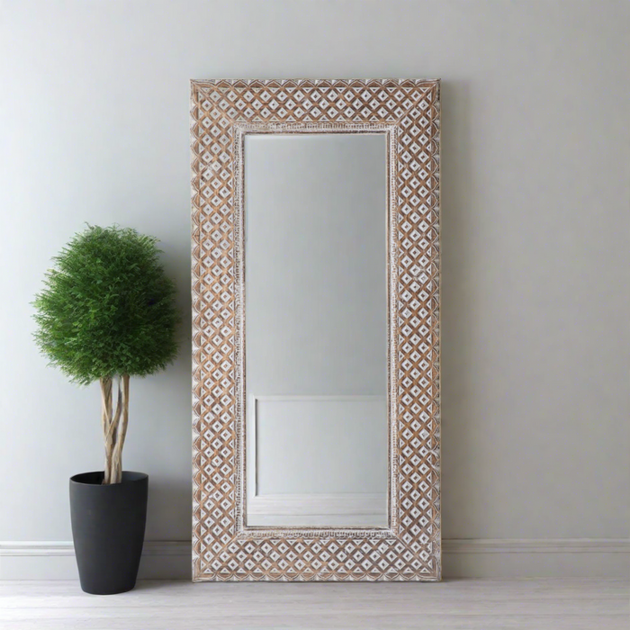 Georgia Wooden Wall Mirror, Decorative Frame, Grey
