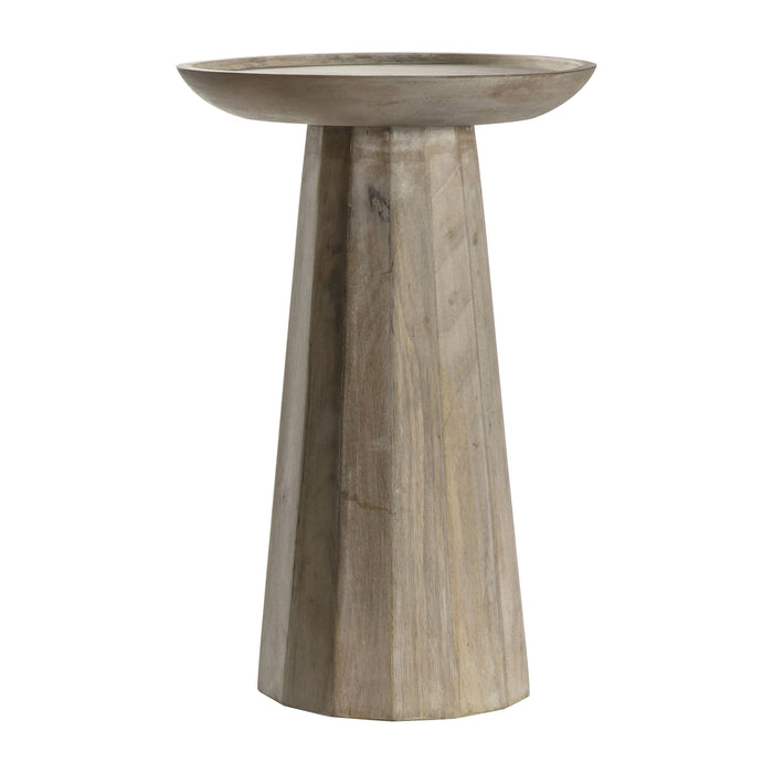 Dina Wooden Side Table, Acadia Wood, Round Top, Whitewash