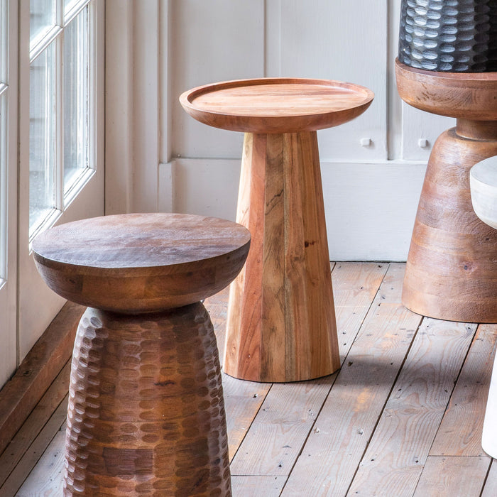 Dina Side Table, Natural Acadia Wood