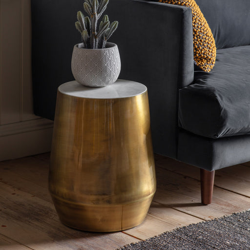 Beatrice Side Table, Brass,  White Marble Top