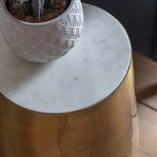 Beatrice Side Table, Brass,  White Marble Top