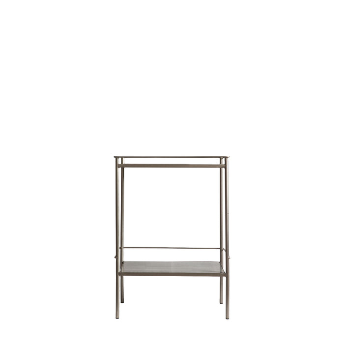 Emily Side Table, Gold Metal Frame, Grey Wood Top, 2 Tier