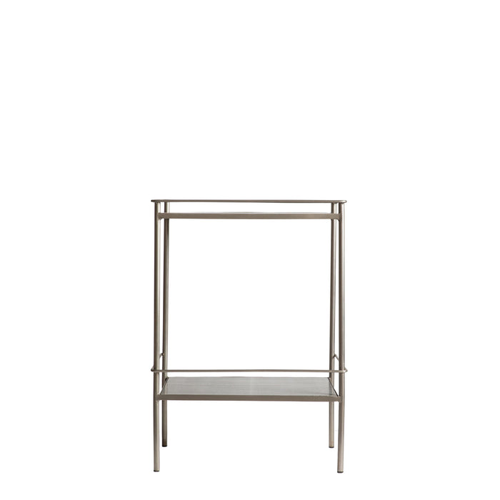 Emily Side Table, Gold Metal Frame, Grey Wood Top, 2 Tier