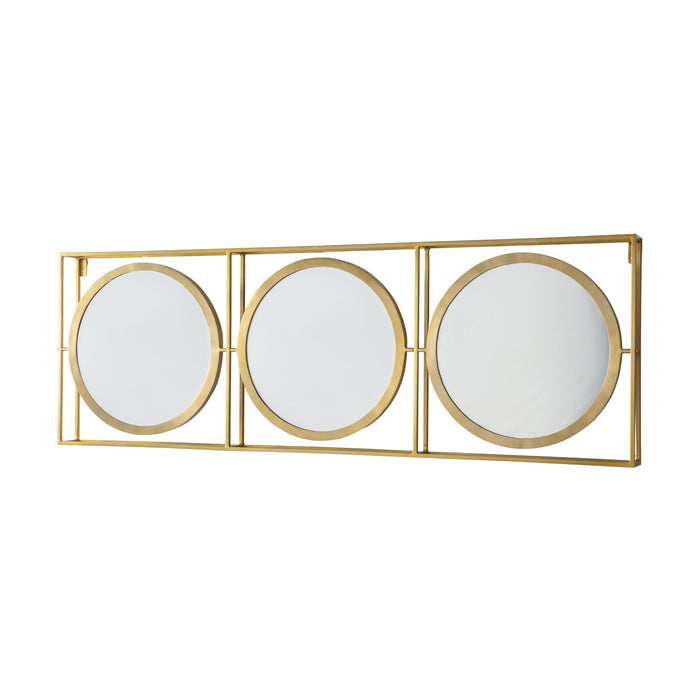 Arena Rectangular Wall Mirror, Triple Metal Brass, 180 x 61 x 10cm