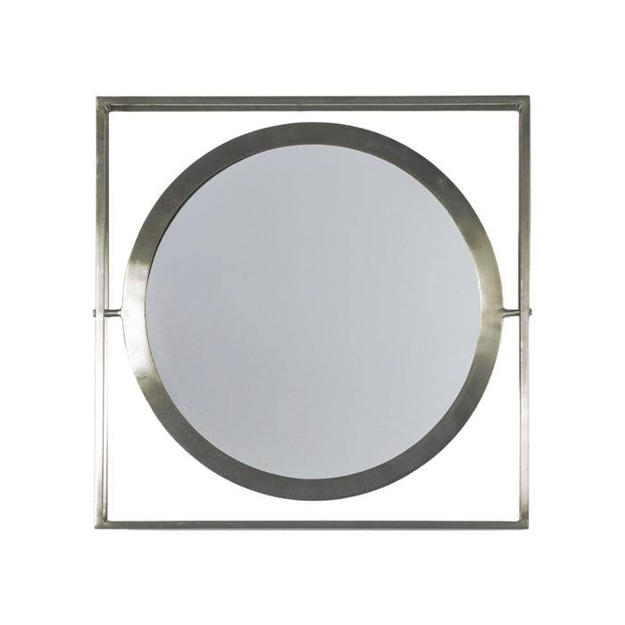 Arena Square Wall Mirror, Single, Metal Frame, Zinc, 61cm