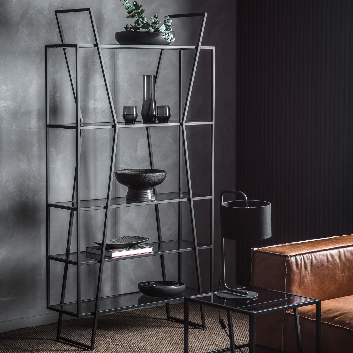 Shoreditch Black Metal & Smoked Glass Furniture Collection
