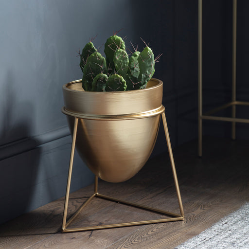 Sophie Decorative Metal Plant Pot In Gold (Small)