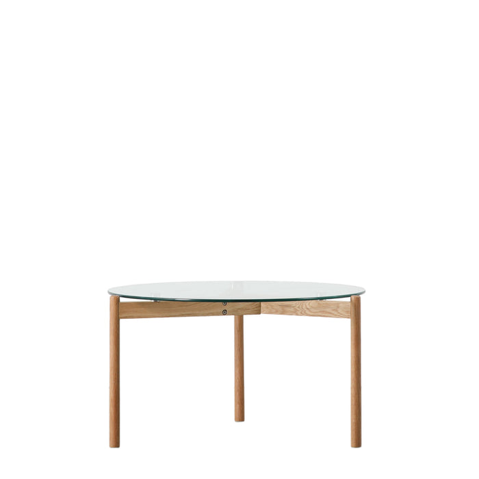Bianca Coffee Table, Natural Oak Frame, Tempered Glass Top