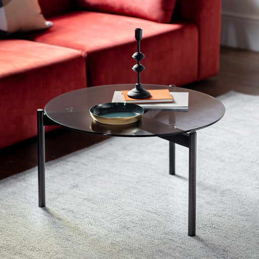 Bianca Coffee Table, Black Oak Frame, Tempered Glass Top  