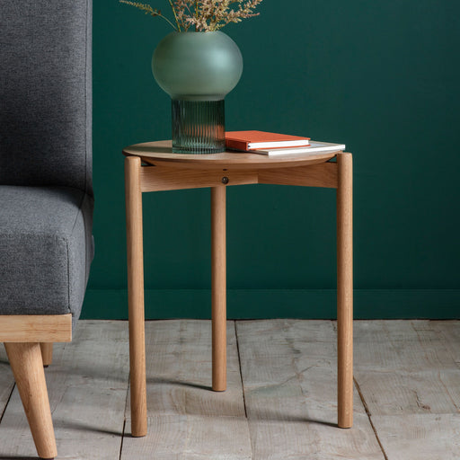 Sophia Side Table, Natural Finished Oak, Round Top