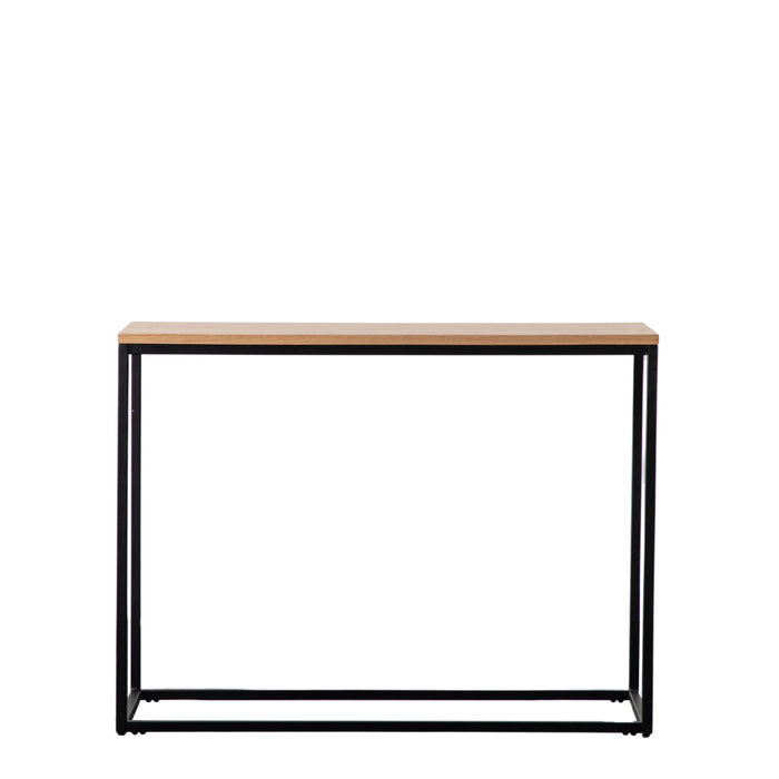 Sofia Console Table, Oak Top, Black Metal Frame