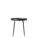 Agnese Round Side Table, Black Metal Frame, Faux Timber Top