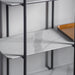 Zara Rectangular Floor Shelf, Open Display Unit, Faux White Marble Shelves, Black Metal Frame