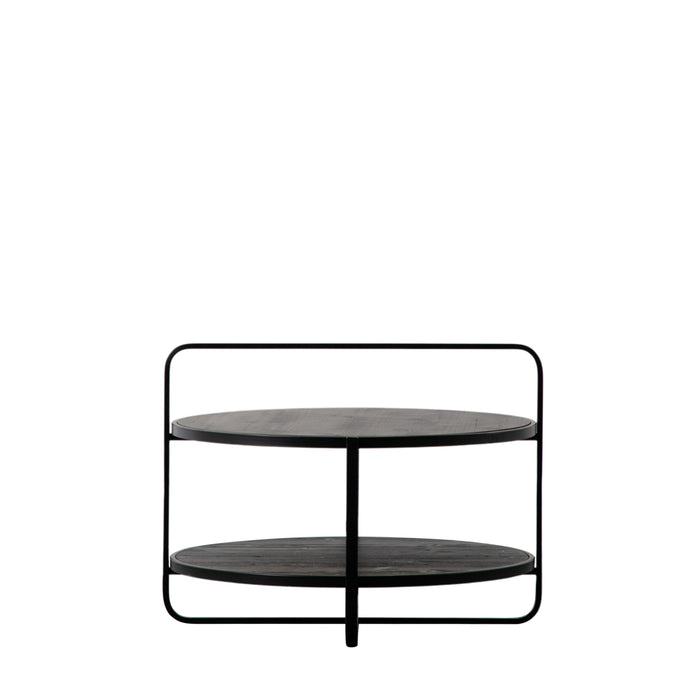 Viola Coffee Table, Black Iron Frame, Lower Shelf