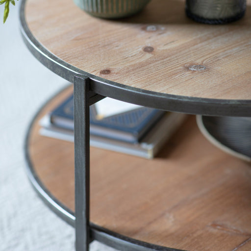 Viola Coffee Table, Natural, Chinese Fir Veneer Top, Black Iron Frame, Lower Shelf
