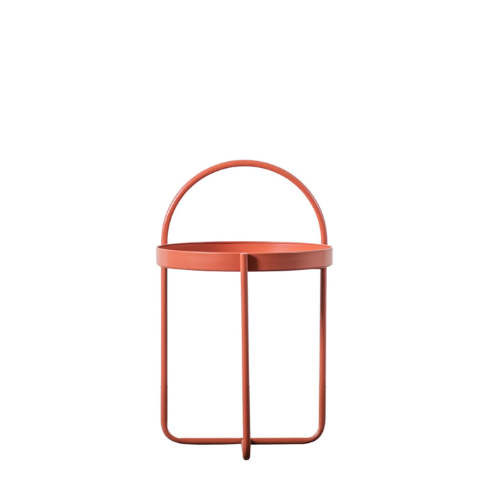 Carla Side Table, Coral Metal Frame, Round Top
