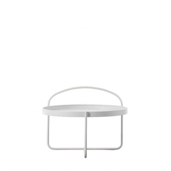Carla Coffee Table, White Metal, Round Top