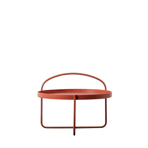 Carla Coffee Table, Coral, Metal Round Top