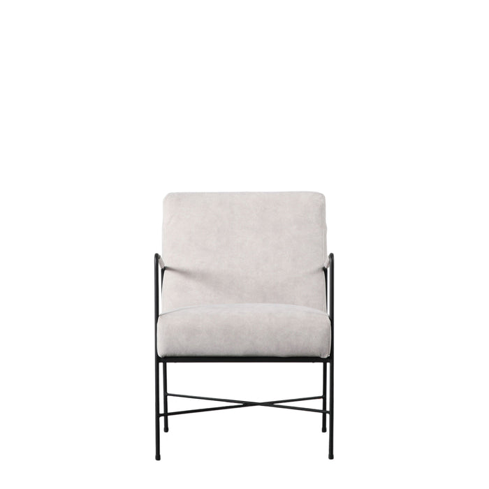 Phoebe Metal Armchair/Accent Chair In Smooth White Fabric