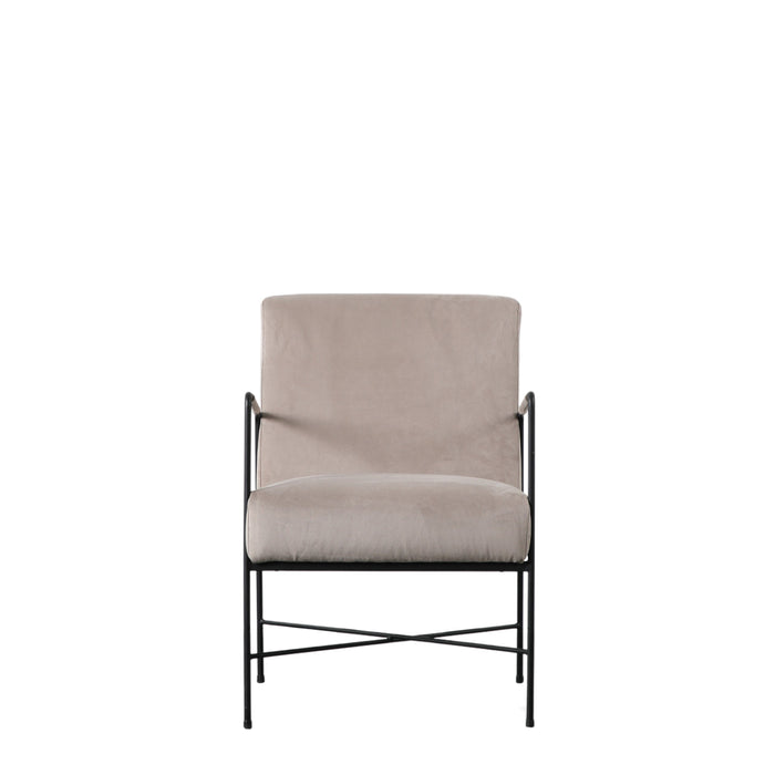 Phoebe Metal Armchair/Accent Chair in Smooth Grey Fabric