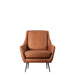 Denton Armchair / Accent Chair, Tan Leather, Black Metal Legs