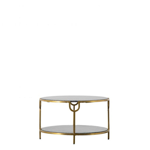 Chiara Coffee Table, Black Marble Top, Gold Metal Frame