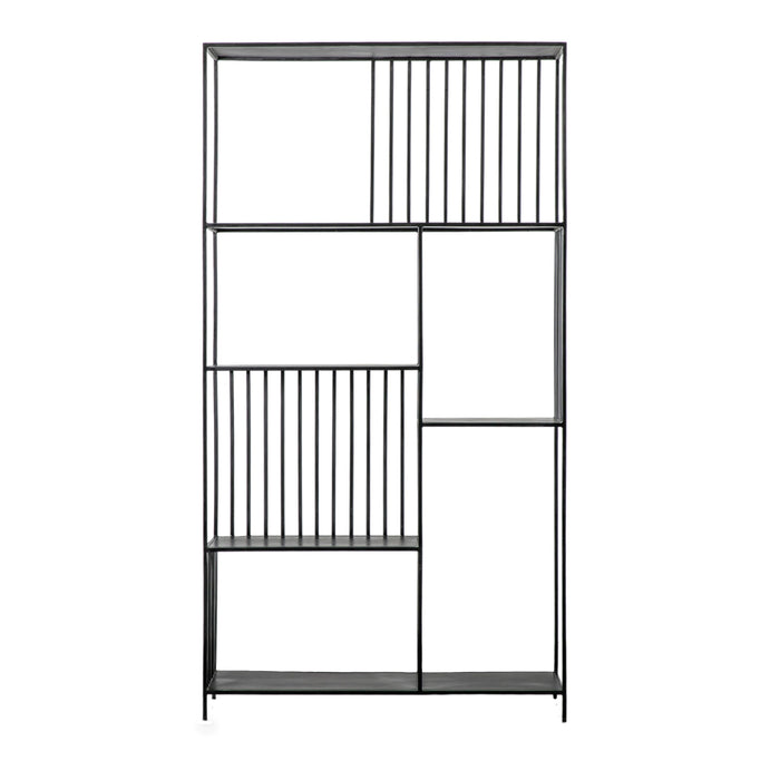 Delphine Rectangular Floor Shelf, Open Display Unit, Metal Frame, Black Finish