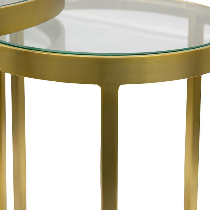 Carolina Nest Side Tables, Gold Metal Frame, Clear Glass Top